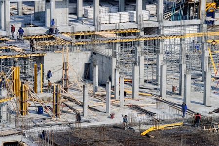 Tyumen, Russia - April 8, 2007: Construction of Tyumen dramatic theater