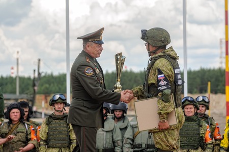 Tyumen, Russia - June 21, 2017: Army Games. Safe Route contest. Highest military and engineering...