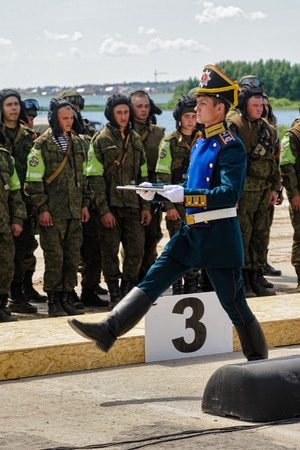 Tyumen, Russia - June 23, 2017: Army Games. Engineering Formula contest. Highest military and engineering school ground. Awards ceremony of winnersのeditorial素材
