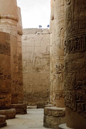 Luxor, Egypt - November 13, 2006: Columns of Karnak in Biggest World templeのeditorial素材