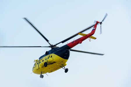 Tyumen, Russia - August 11, 2012: On a visit at UTair airshow in Plehanovo heliport. Passenger...