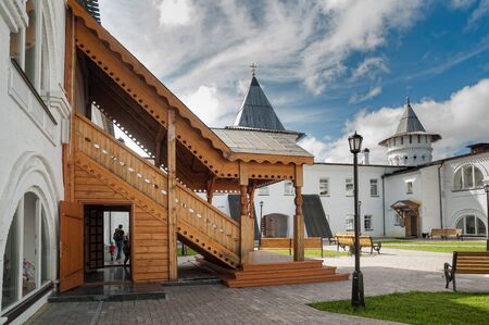 Tobolsk, Russia - July 15, 2016: Hotel entrance of Guest Yard. Building of Gostiny dvor is built in...