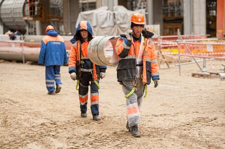 Tobolsk, Russia - May 29. 2018: Sibur company. Construction of plant on processing of hydrocarbonic...