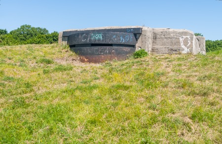 Iron pillbox on hillの写真素材