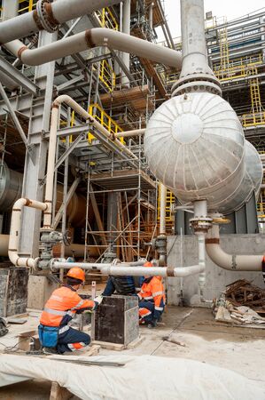 Tobolsk, Russia - May 29. 2018: Sibur company. Construction of plant on processing of hydrocarbons....