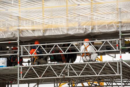 Tobolsk, Russia - May 29. 2018: Sibur company. Construction of plant on processing of hydrocarbons....