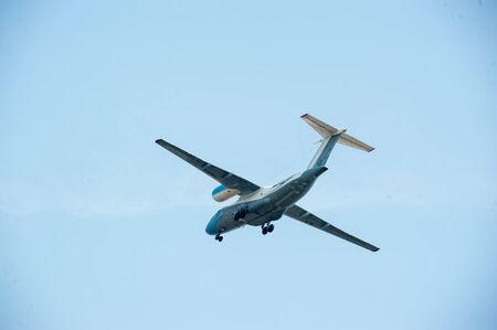 Tyumen, Russia - August 11, 2012: On a visit at UTair airshow in heliport Plehanovo. Flying AN-74 of...