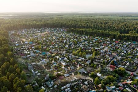 Vinzili, Russia - May 23, 2016: View onto dacha cooperative of Tyumen region in spring timeのeditorial素材