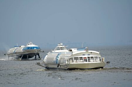 Saint-Petersburg, Russia - May 13, 2006: Hydrofoil ship from St. Petersburg to Peterhofのeditorial素材