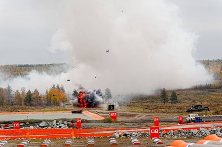 Nizhniy Tagil, Russia - September 25. 2013: Display of fighting opportunities of military equipment...