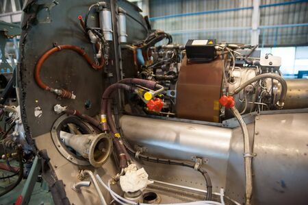 Tyumen, Russia - June 5, 2019: Aircraft repair helicopter UTair Engineering plant. Eurocopter...