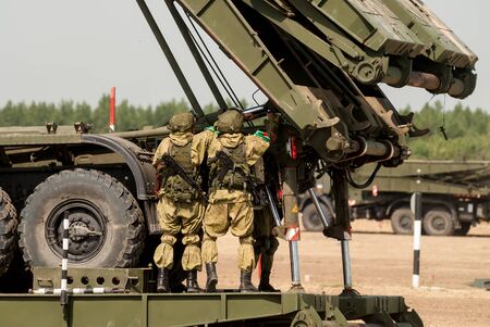 Tyumen, Russia - August 11, 2019: International Army Games. Safe Route contest. Assemblage of the...