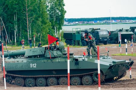Tyumen, Russia - August 10, 2019: International Army Games. Engineering Formula contest. Highest...