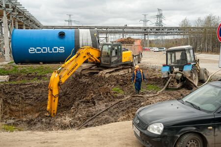 Tobolsk, Russia - May 29. 2018: Sibur company. Construction of plant on processing of hydrocarbons....