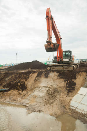 Tyumen, Russia -August 13, 2019: Construction of a highway junction on Fedyuninsky street. Big...