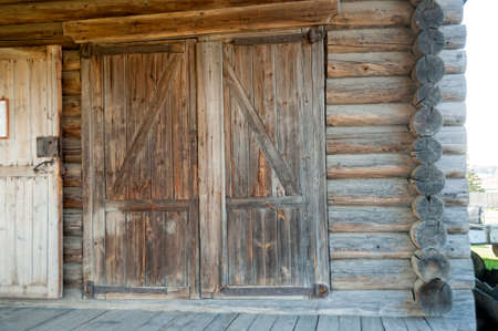 Nizhnaya Sinyachikha, Russia - September 24, 2013: Fire depot. Museum of wooden architecture in village. Sverdlovsk regionのeditorial素材