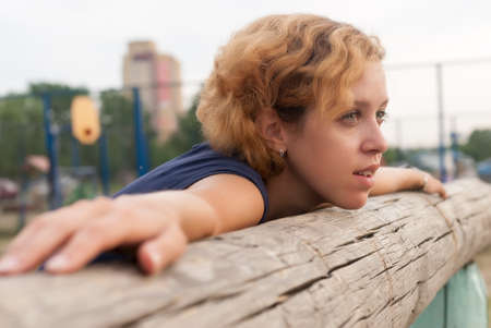 Portrait of attractive young blonde womanの写真素材