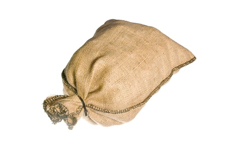 full burlap sack  isolated  on whiteの写真素材
