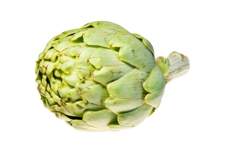 singlegreen  artichoke isolated on whiteの写真素材