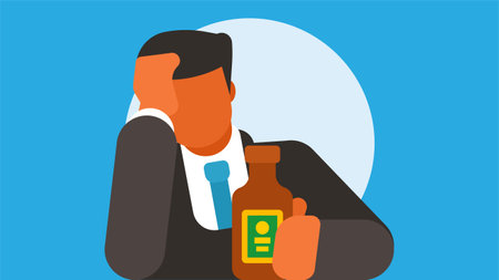 Man drinking alcohol in a bar illustrationのイラスト素材