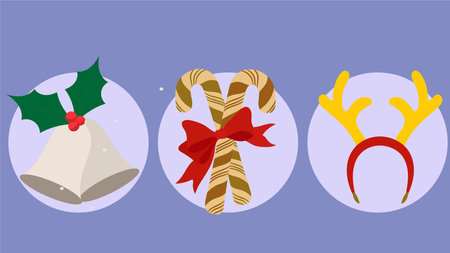 Christmas decoration and celebration ornament illustration  Iconsのイラスト素材