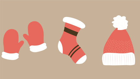 Christmas decoration and celebration ornament illustration  Iconsのイラスト素材