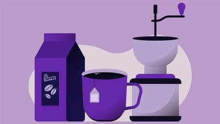 Coffee machines types and drinks illustration elementsのイラスト素材