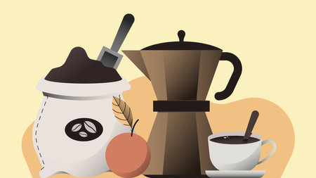 Coffee machines types and drinks illustration elementsのイラスト素材