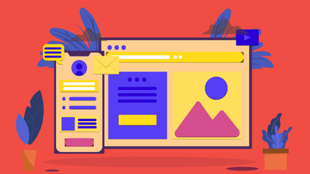 online shopping store and physical shop isolated graphics