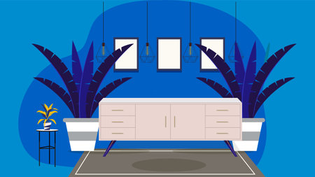 Abstract interior office furniture illustrative backgroundのイラスト素材