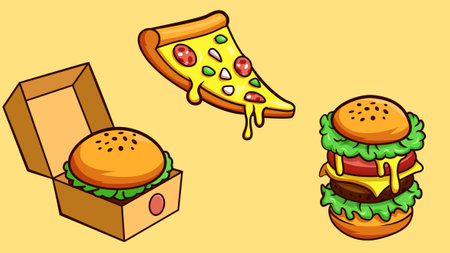 Fast food and drinks items graphic illustrationのイラスト素材