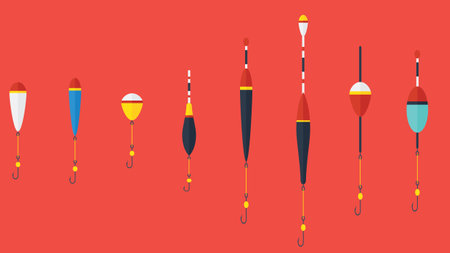 Fishing sport tools items graphic illustrationのイラスト素材