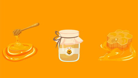 Bee sweet Honey organic products illustrationのイラスト素材