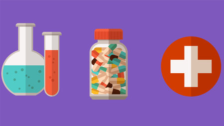 Medical and pharmaceutical equipment element design illustrationのイラスト素材