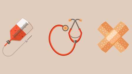 Medical and pharmaceutical equipment element design illustrationのイラスト素材