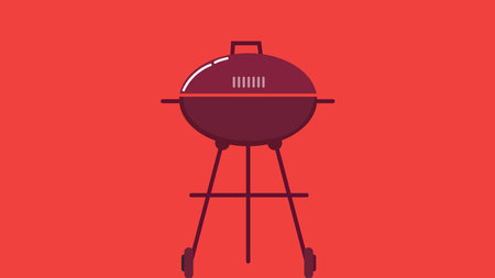 Picnic barbecue oven outdoor isolated illustrationのイラスト素材