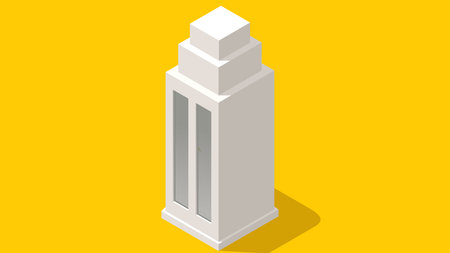 Isometric city buildings and urban game assets design illustrationのイラスト素材