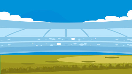 Football Stadium background flat illustrationのイラスト素材