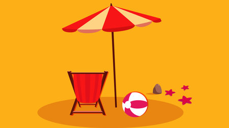 Summer sea vacation on beach elements illustrationのイラスト素材