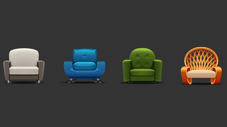 Interior design furniture elements for office and homesのイラスト素材