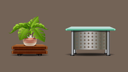 Interior design furniture elements for office and homesのイラスト素材