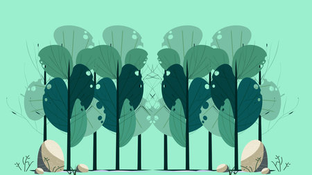 nature forest background for children stories and coloring booksのイラスト素材