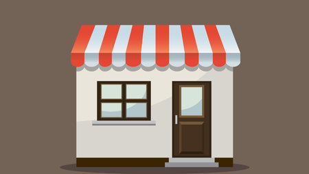 store front flat design front view isolated illustrationのイラスト素材
