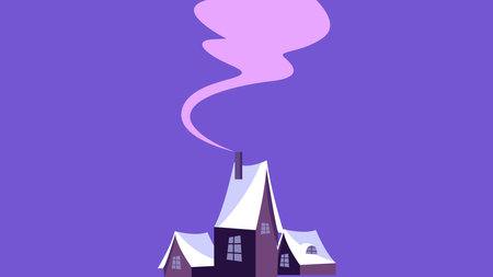 Christmas time old houses design cartoon style illustrationのイラスト素材