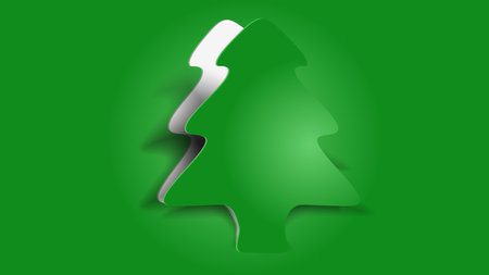christmas tree icon paper cut illustrationのイラスト素材