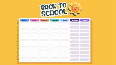 Back to school calendar and weekly planner illustrationのイラスト素材