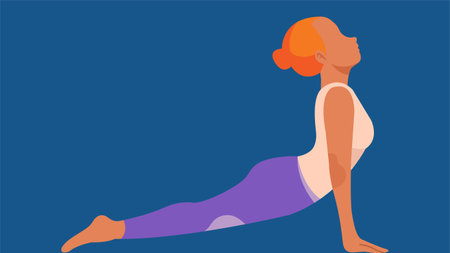 Girl doing Yoga position flat illustrationのイラスト素材
