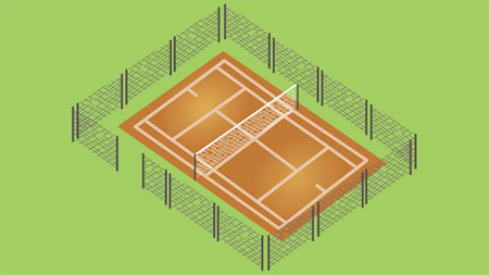 Isometric tennis court game asset illustrationのイラスト素材