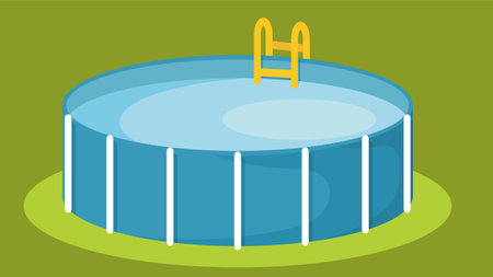 Portable swimming pool in the garden illustrationのイラスト素材