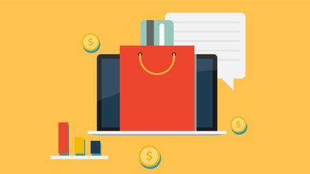 Online shopping with credit card payment concept illustrationのイラスト素材